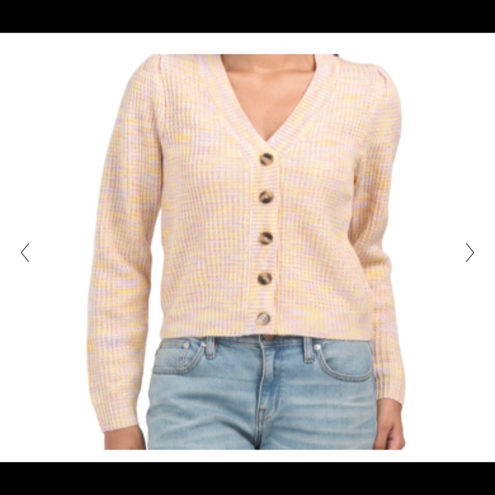 Button front cotton sweater